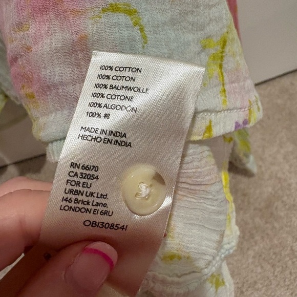 Pilcro Pink Floral Boho Peasant Blouse - Size M - Picture 5 of 7